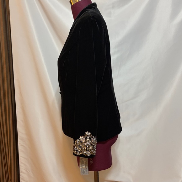 Alex Evenings Black Velvet Jacket with Embellished Sleeves - Picture 3 of 14